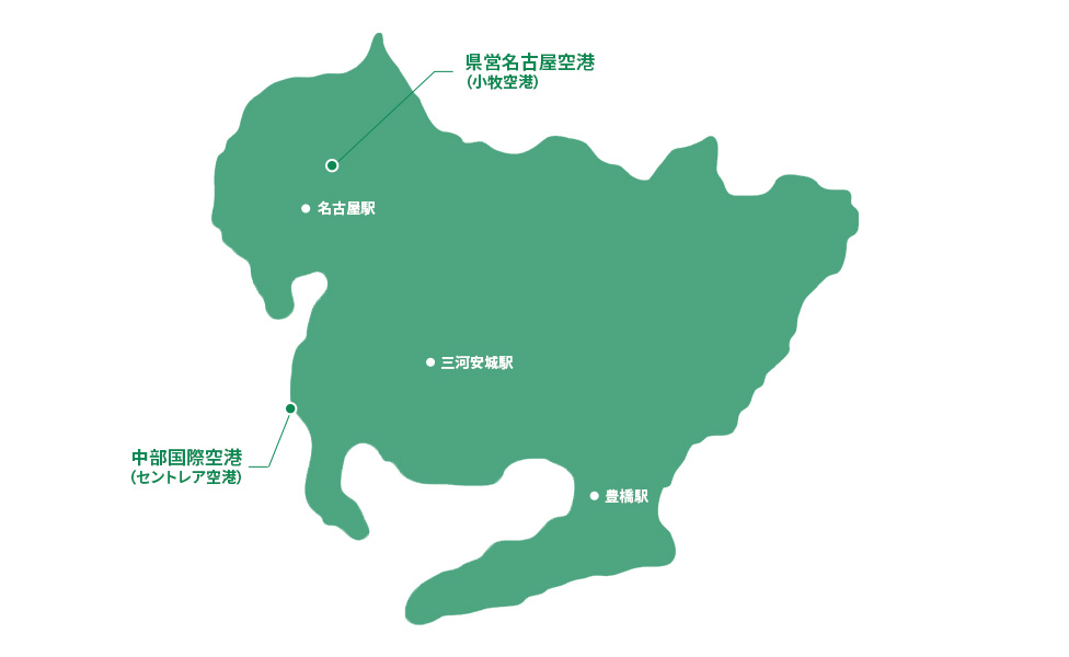 愛知県レンタカー人気エリア