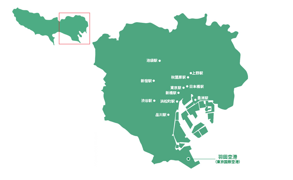 東京都レンタカー人気エリア